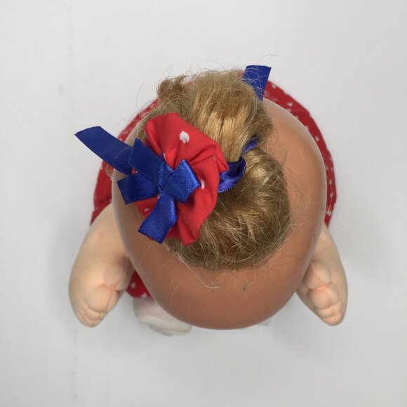 Vintage Magic Nursery Baby Doll Patriotic Red White Blue Stars Stripes Dress Hug - Picture 8 of 11